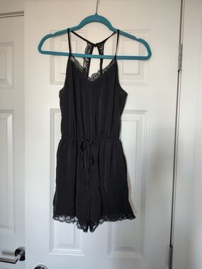 Hollister Black Lace-Trim Romper XS